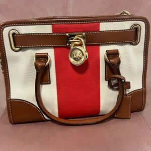 Michael Kors Red and Brown Satchel